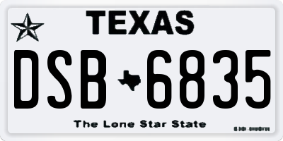 TX license plate DSB6835