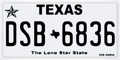 TX license plate DSB6836
