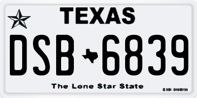 TX license plate DSB6839