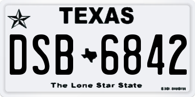 TX license plate DSB6842