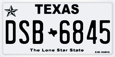 TX license plate DSB6845