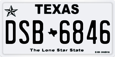 TX license plate DSB6846
