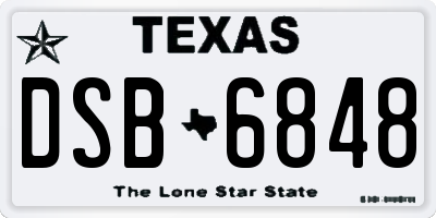 TX license plate DSB6848