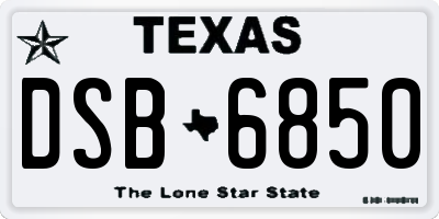 TX license plate DSB6850