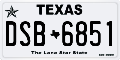 TX license plate DSB6851