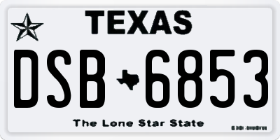 TX license plate DSB6853