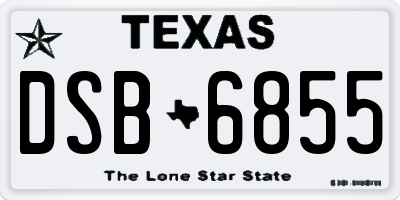TX license plate DSB6855