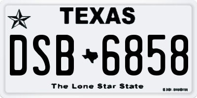 TX license plate DSB6858