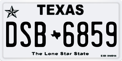 TX license plate DSB6859
