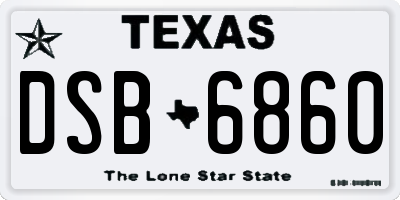 TX license plate DSB6860