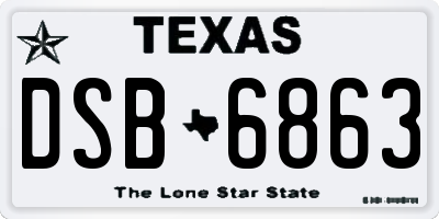 TX license plate DSB6863