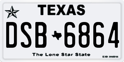 TX license plate DSB6864