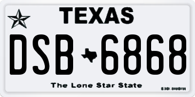 TX license plate DSB6868