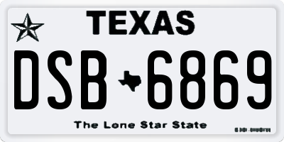 TX license plate DSB6869