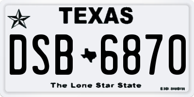 TX license plate DSB6870
