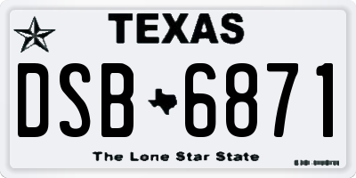 TX license plate DSB6871