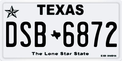 TX license plate DSB6872