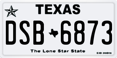 TX license plate DSB6873