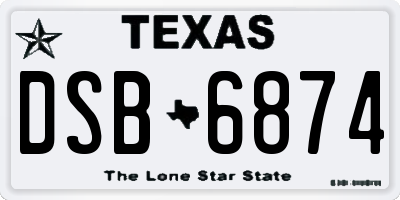 TX license plate DSB6874