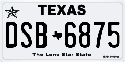 TX license plate DSB6875
