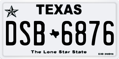 TX license plate DSB6876