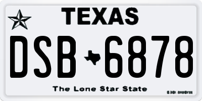 TX license plate DSB6878