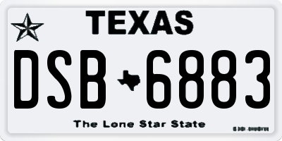TX license plate DSB6883