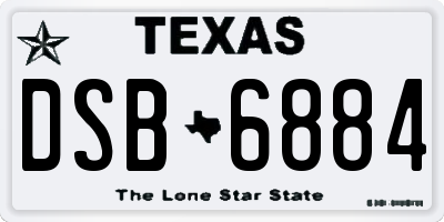 TX license plate DSB6884