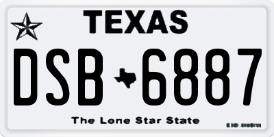 TX license plate DSB6887