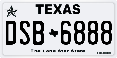 TX license plate DSB6888