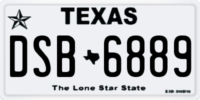 TX license plate DSB6889