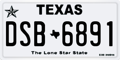 TX license plate DSB6891