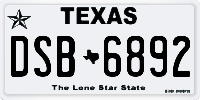 TX license plate DSB6892