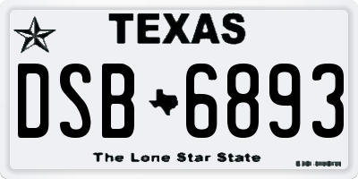 TX license plate DSB6893