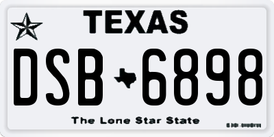 TX license plate DSB6898