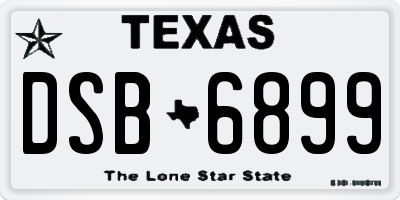 TX license plate DSB6899
