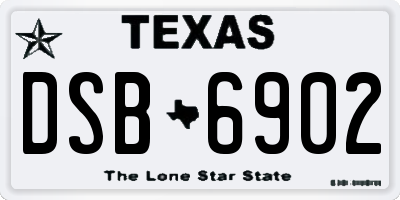 TX license plate DSB6902