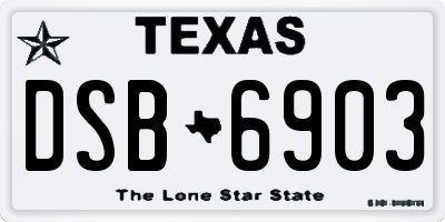 TX license plate DSB6903