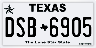 TX license plate DSB6905