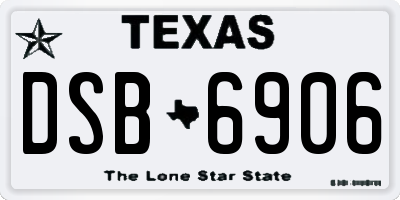TX license plate DSB6906