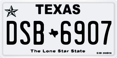 TX license plate DSB6907