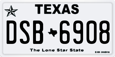 TX license plate DSB6908