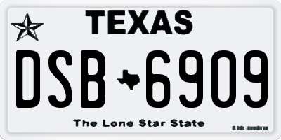 TX license plate DSB6909
