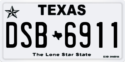 TX license plate DSB6911