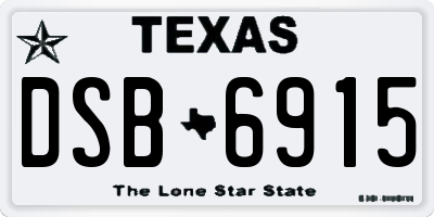 TX license plate DSB6915