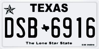 TX license plate DSB6916