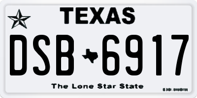 TX license plate DSB6917