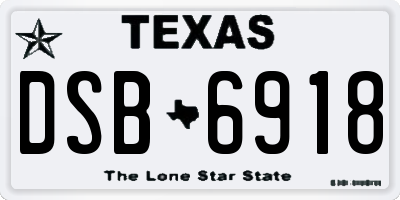 TX license plate DSB6918