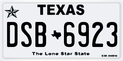 TX license plate DSB6923