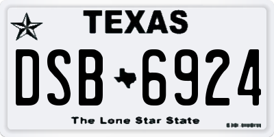 TX license plate DSB6924